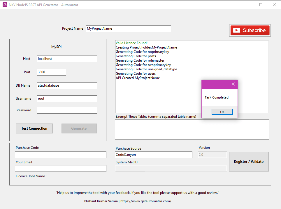 NodeJS REST API Generator from MySQL + Postman Json + JWT Auth