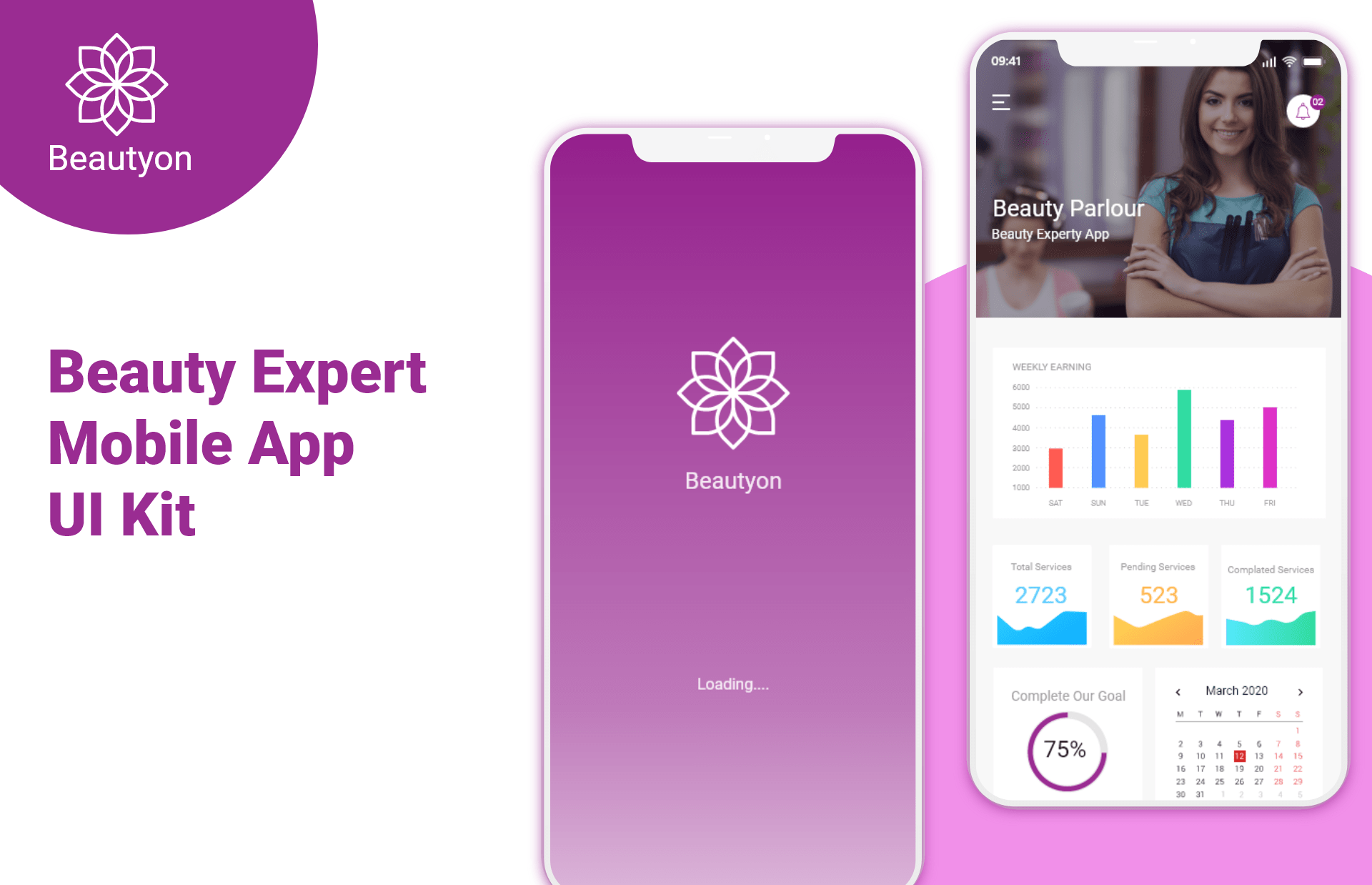 Beautyon Beauty Parlour Booking & Beauty Expert Mobile App UI Kit by