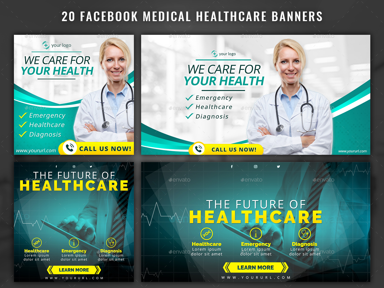 20 Facebook Medical Healthcare Banners,  Elements GraphicRiver