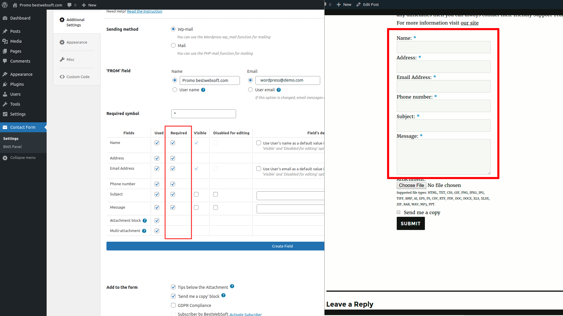 Contact Form Plus by bestwebsoft CodeCanyon