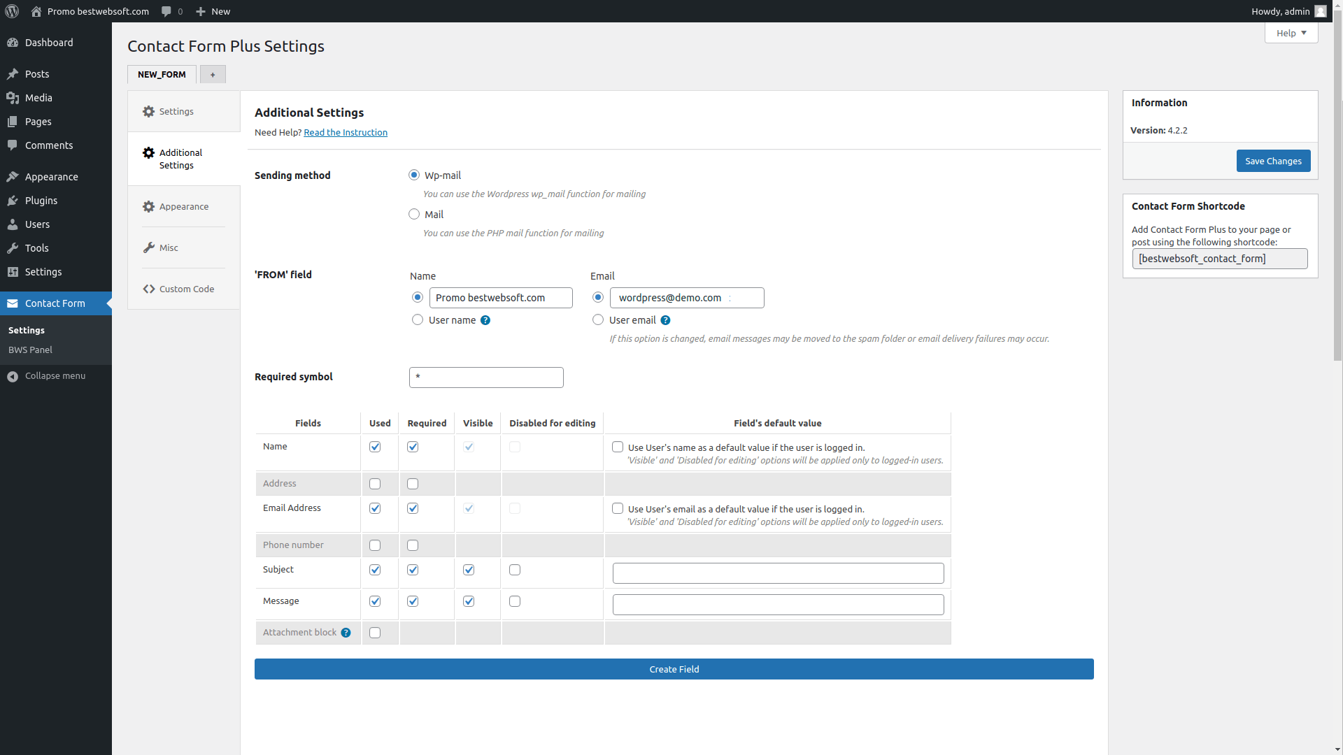 Contact Form Plus by bestwebsoft CodeCanyon