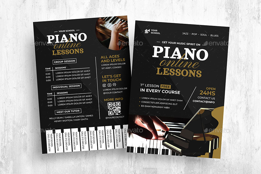 Piano Lesson / Classical Music Flyer, Print Templates GraphicRiver