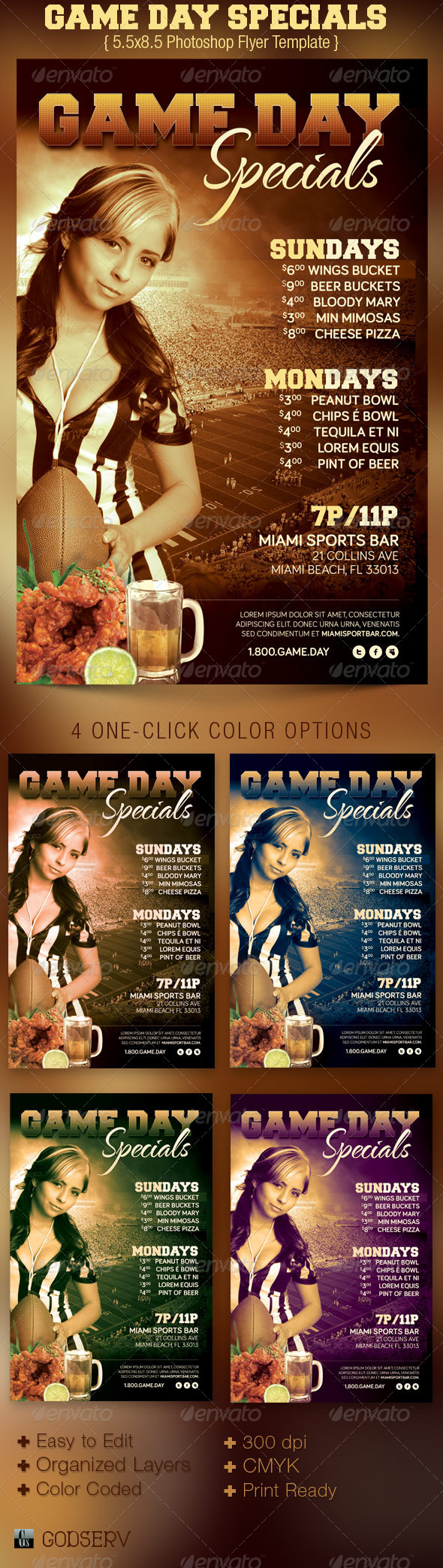 Game Day Specials Flyer Template by Godserv GraphicRiver