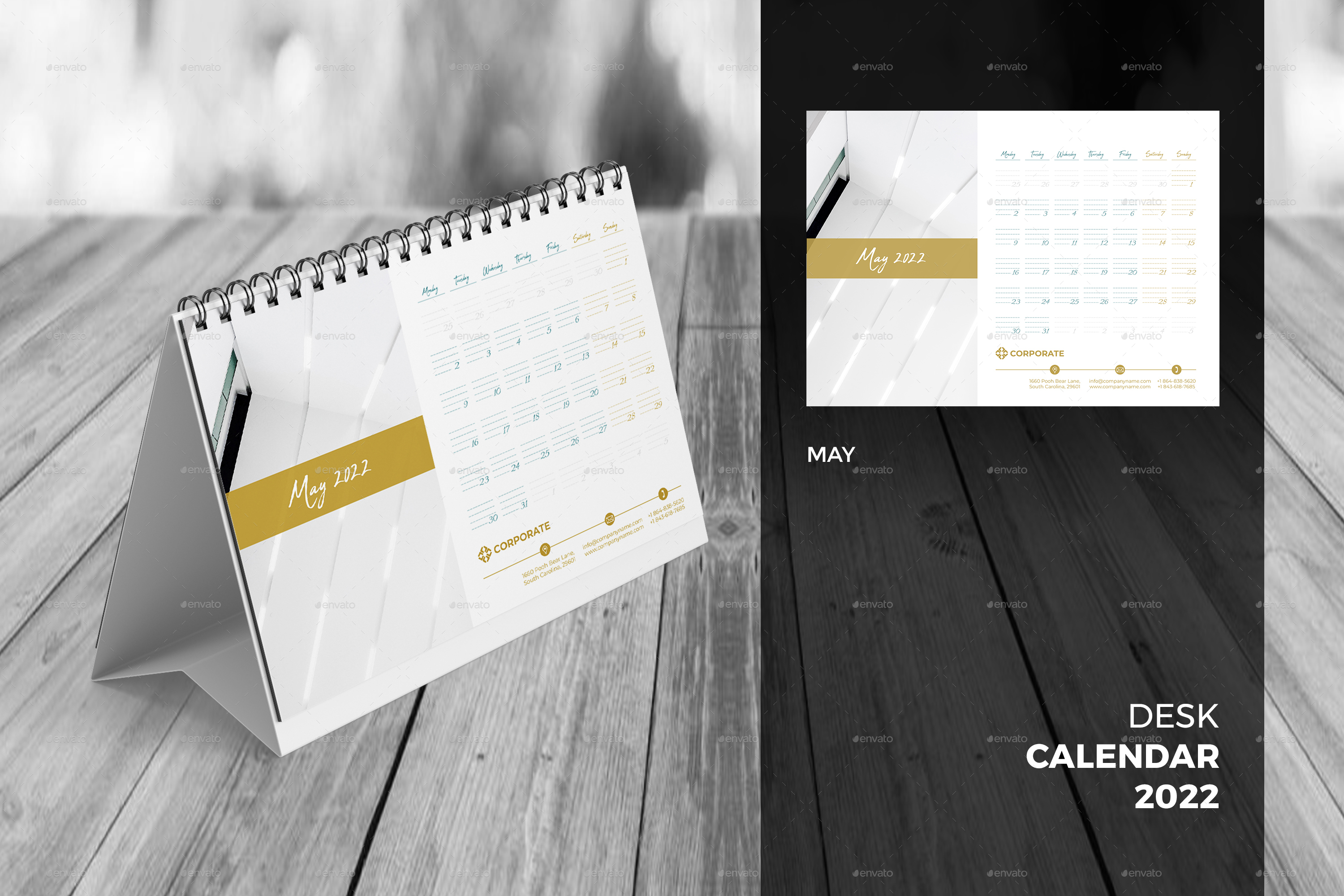 Desk Calendar 2022, Print Templates GraphicRiver