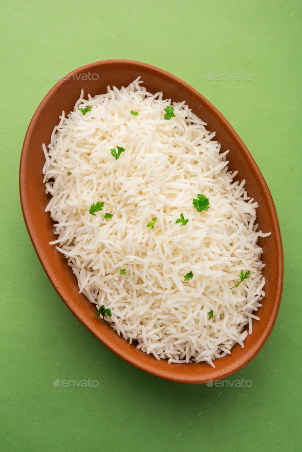 Cooked plain white basmati rice Stock Photo by stockimagefactory