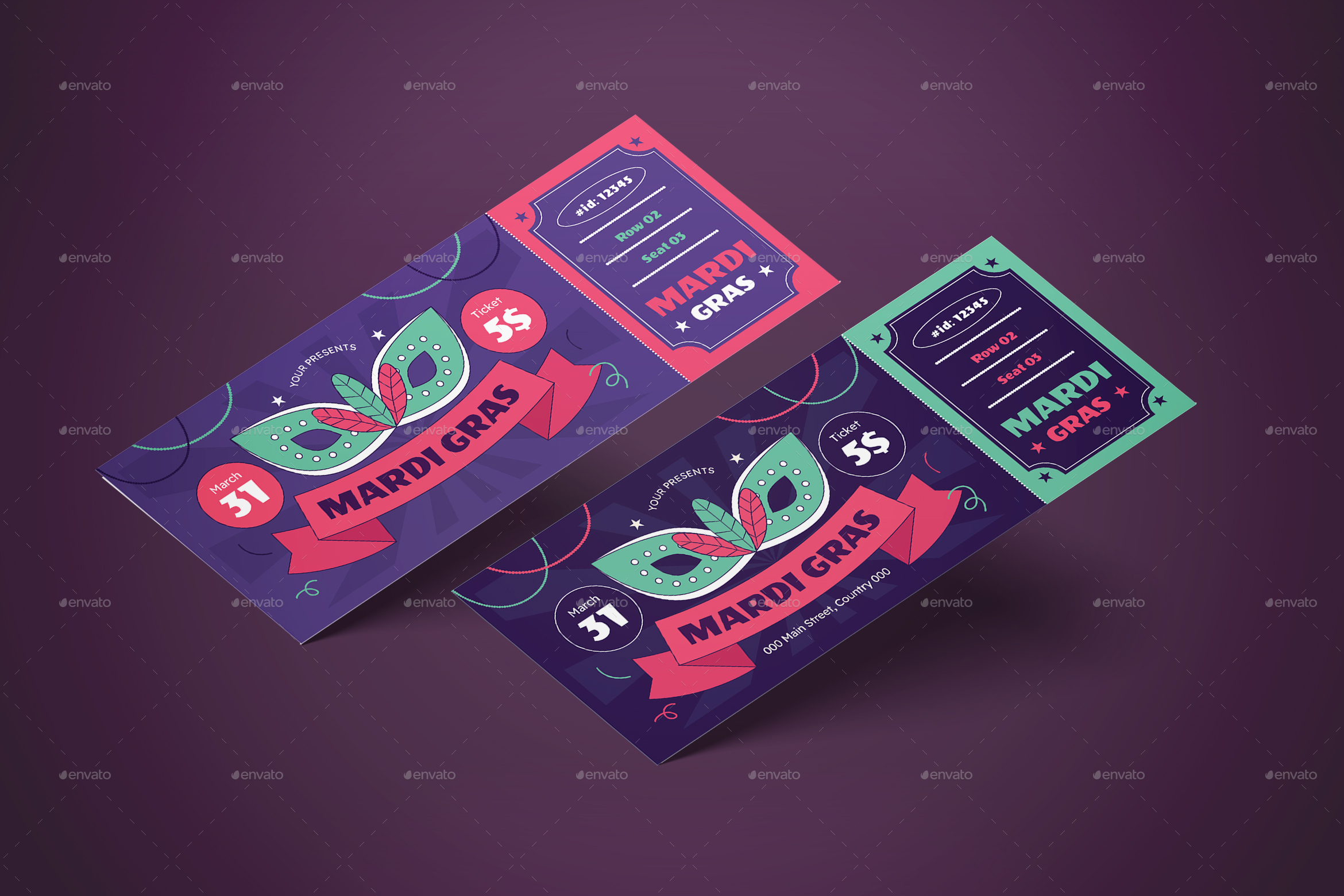 Ticket Mardi Gras by graphicook GraphicRiver