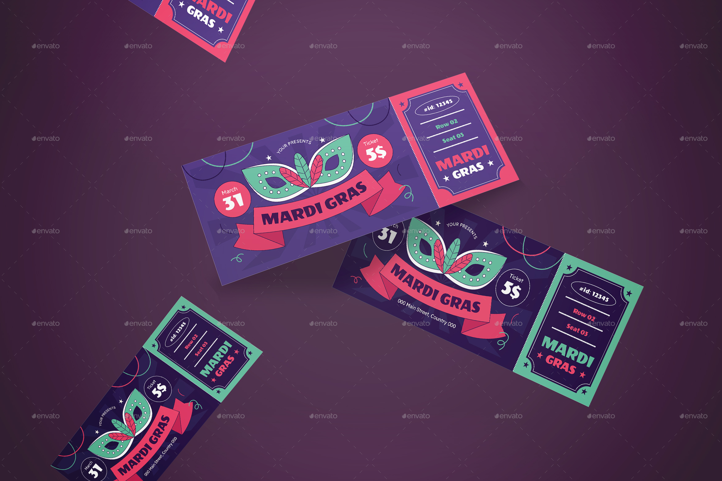Ticket Mardi Gras by graphicook GraphicRiver