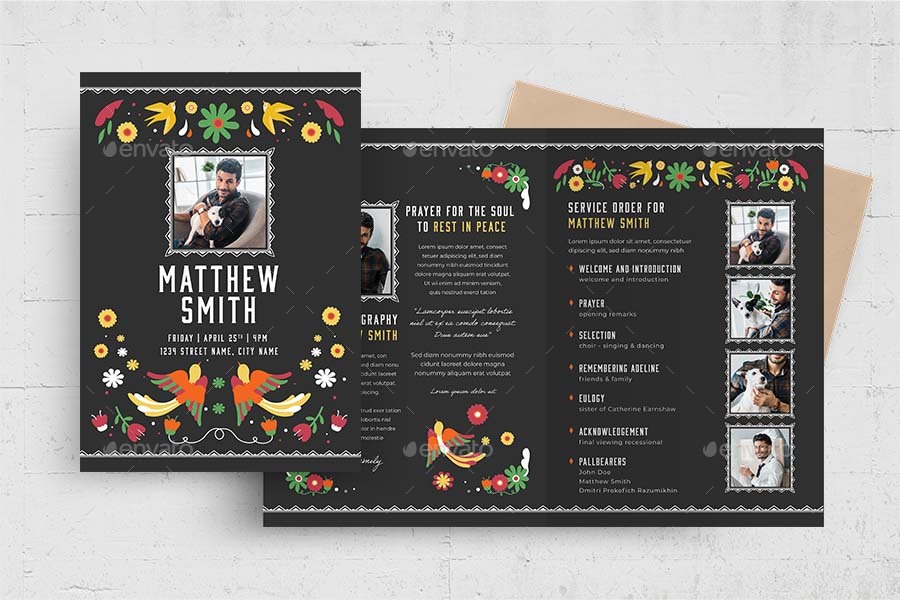 Mexican Funeral Program Template, Print Templates GraphicRiver