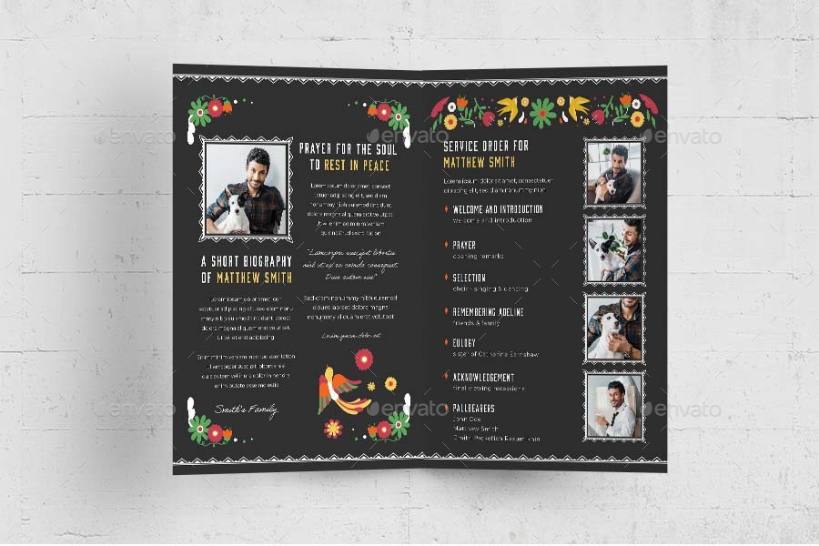 Mexican Funeral Program Template, Print Templates GraphicRiver