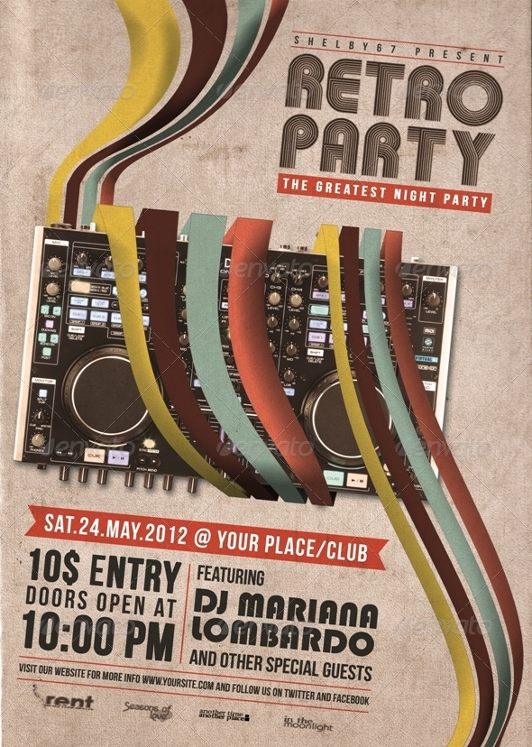 Retro Party Flyer/Poster, Print Templates GraphicRiver