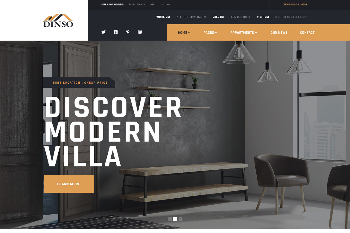 Dinso Single Property & Apartment Elementor Template Kit by themesflat
