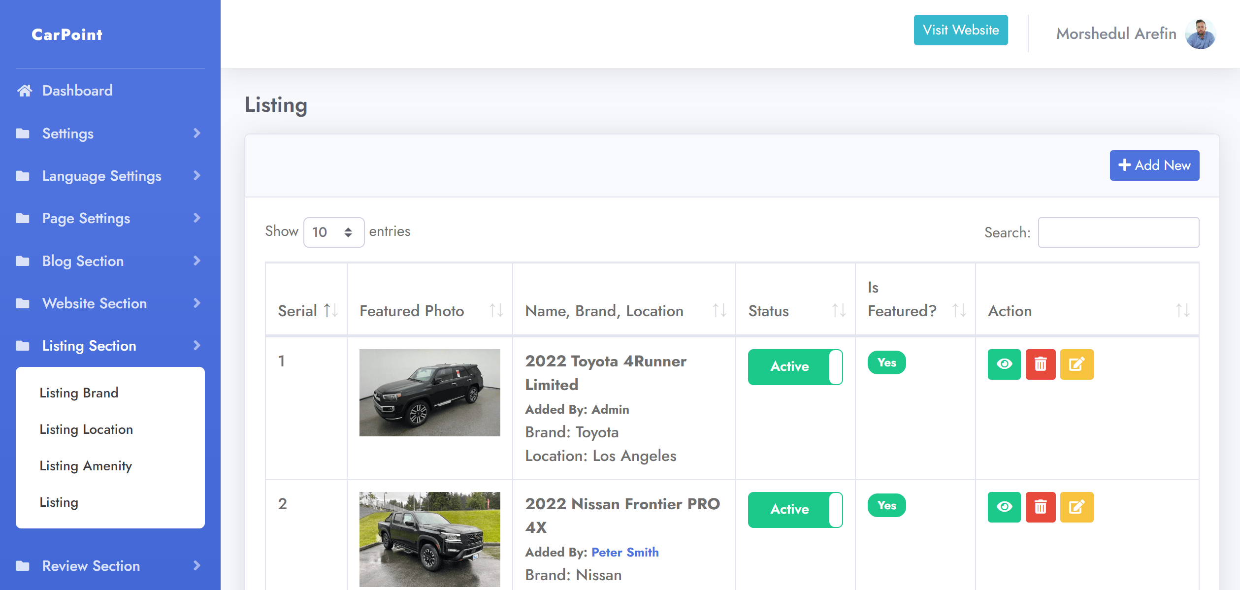 CarPoint Multi Vendor Car Listing Directory by phpscriptpoint