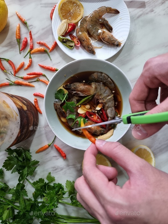 Korean soy sauce marinated raw shrimps Stock Photo by weewendy PhotoDune