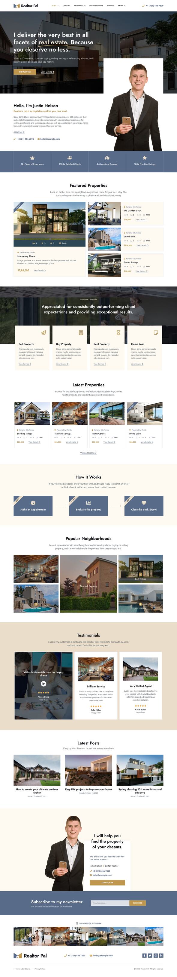 Realtor Pal Real Estate Agent Elementor Pro Template Kit by oxaart