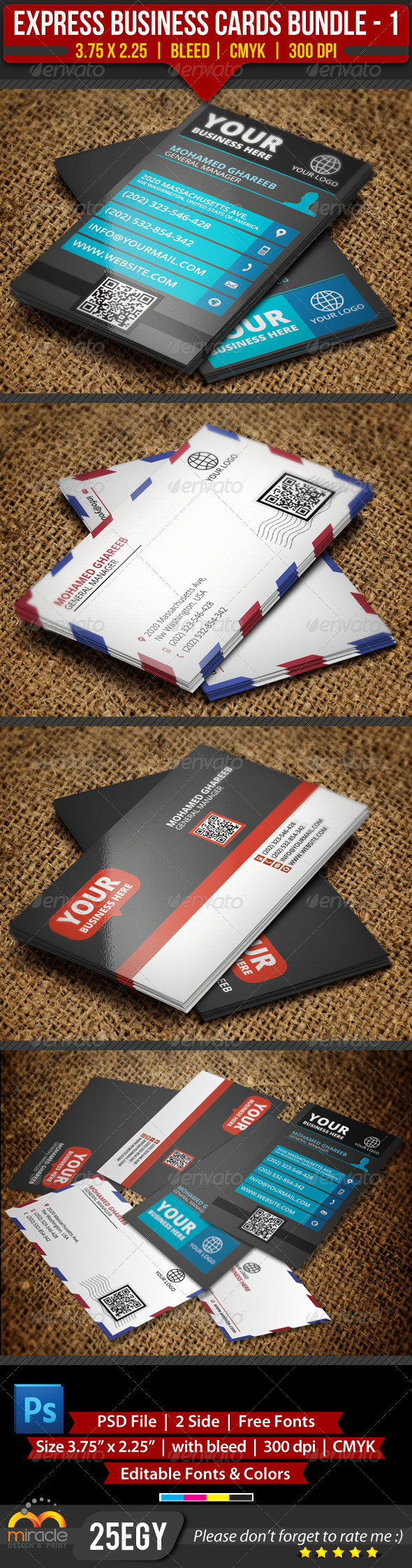 Express Business Cards Bundle1 by 25EGY GraphicRiver