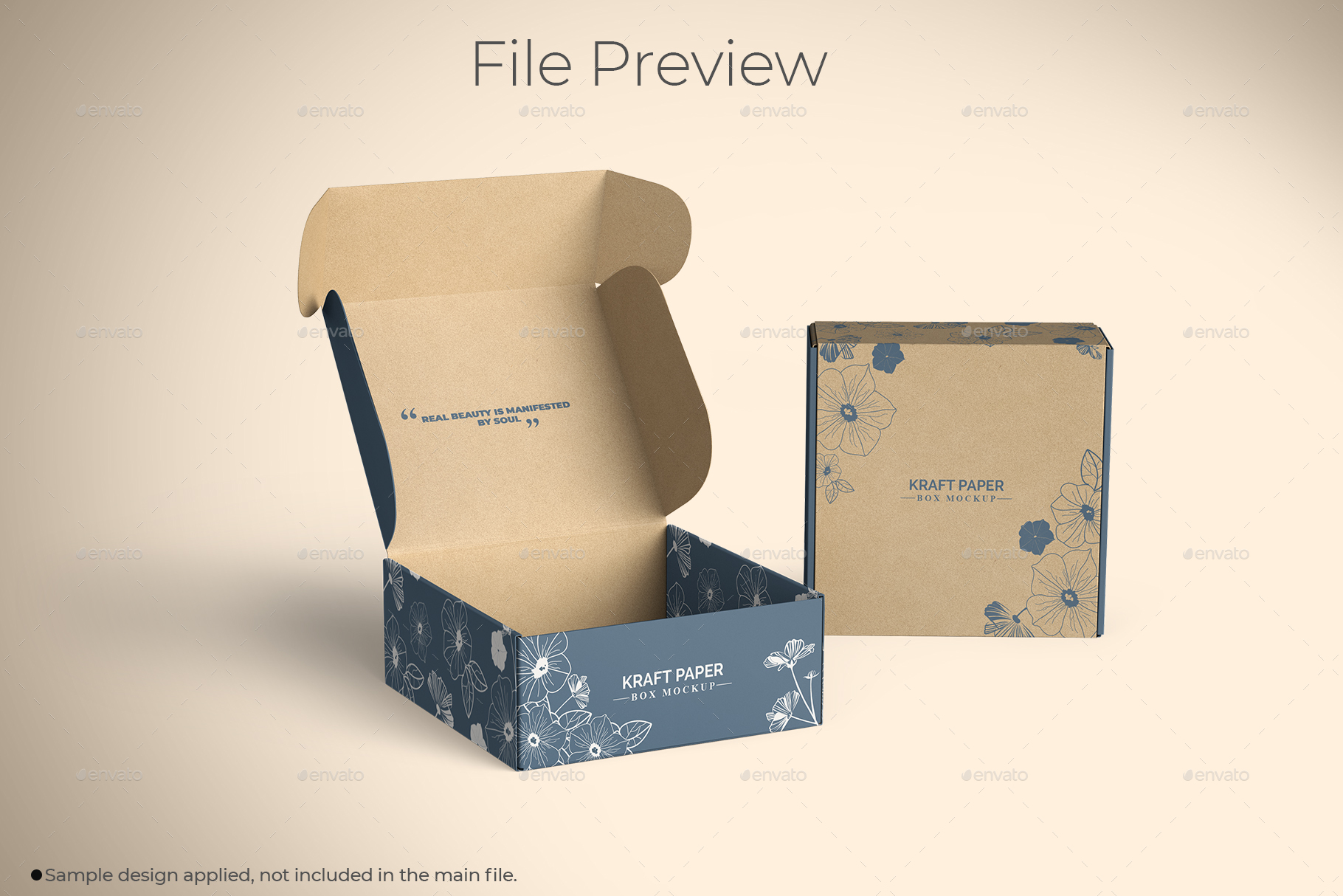 Square Kraft Paper Mailer Box Mockup, Graphics GraphicRiver