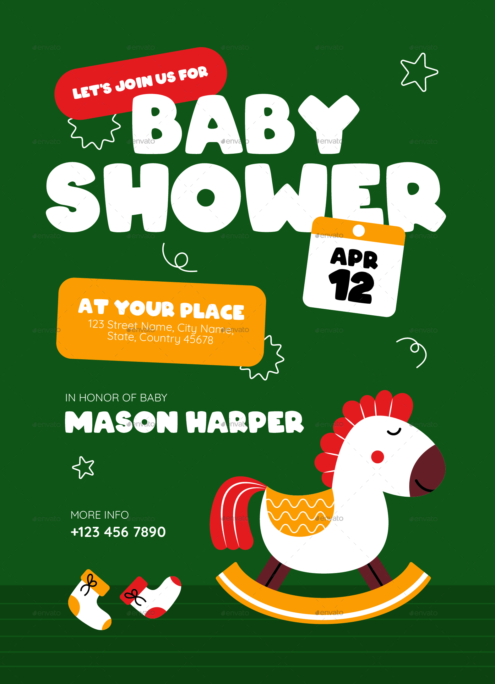 Creative Kids Baby Shower Invitation, Print Templates GraphicRiver