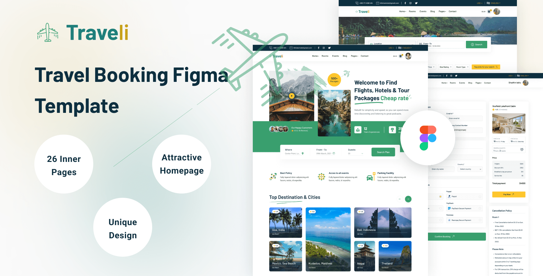 Traveli Travel booking figma Template by pakxaros ThemeForest