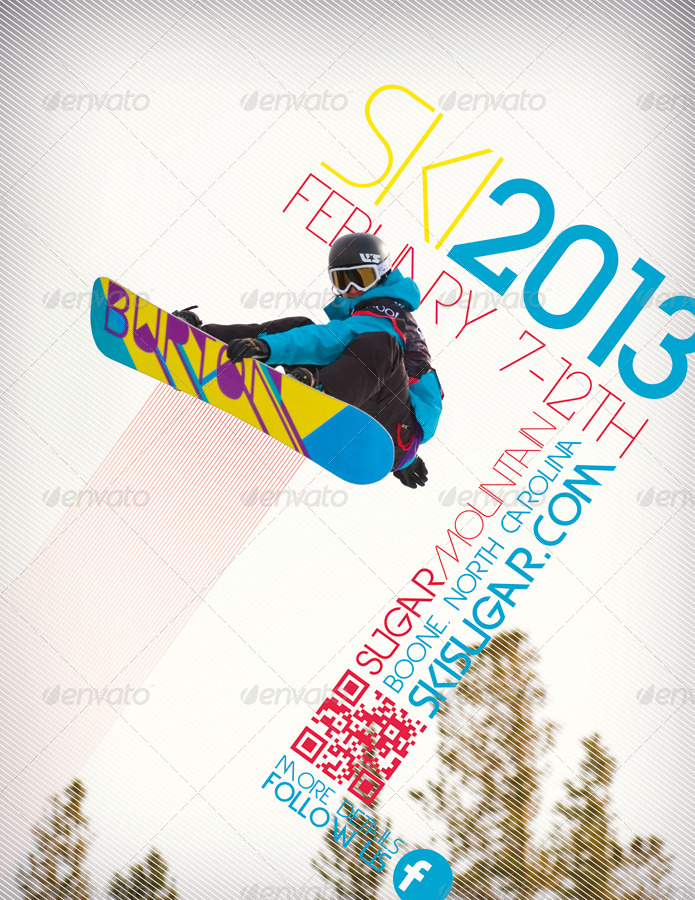 A4 Ski & Snowboard Winter Event/Party Flyer by creativeoaks GraphicRiver