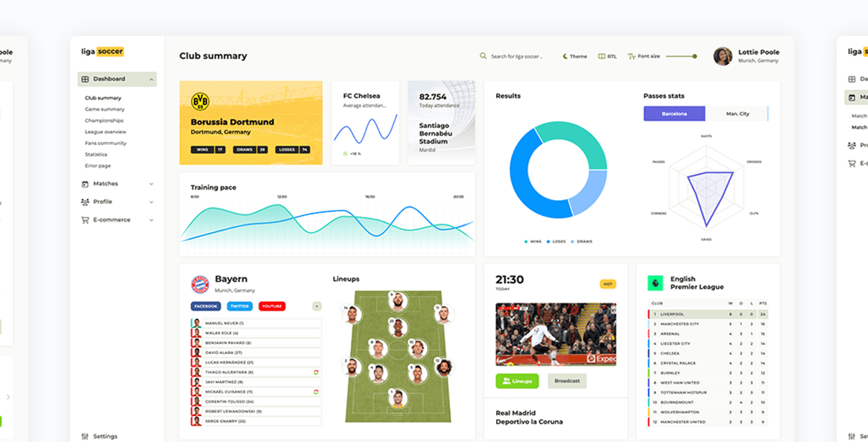 Liga Soccer React Dashboard Template by merkulove ThemeForest