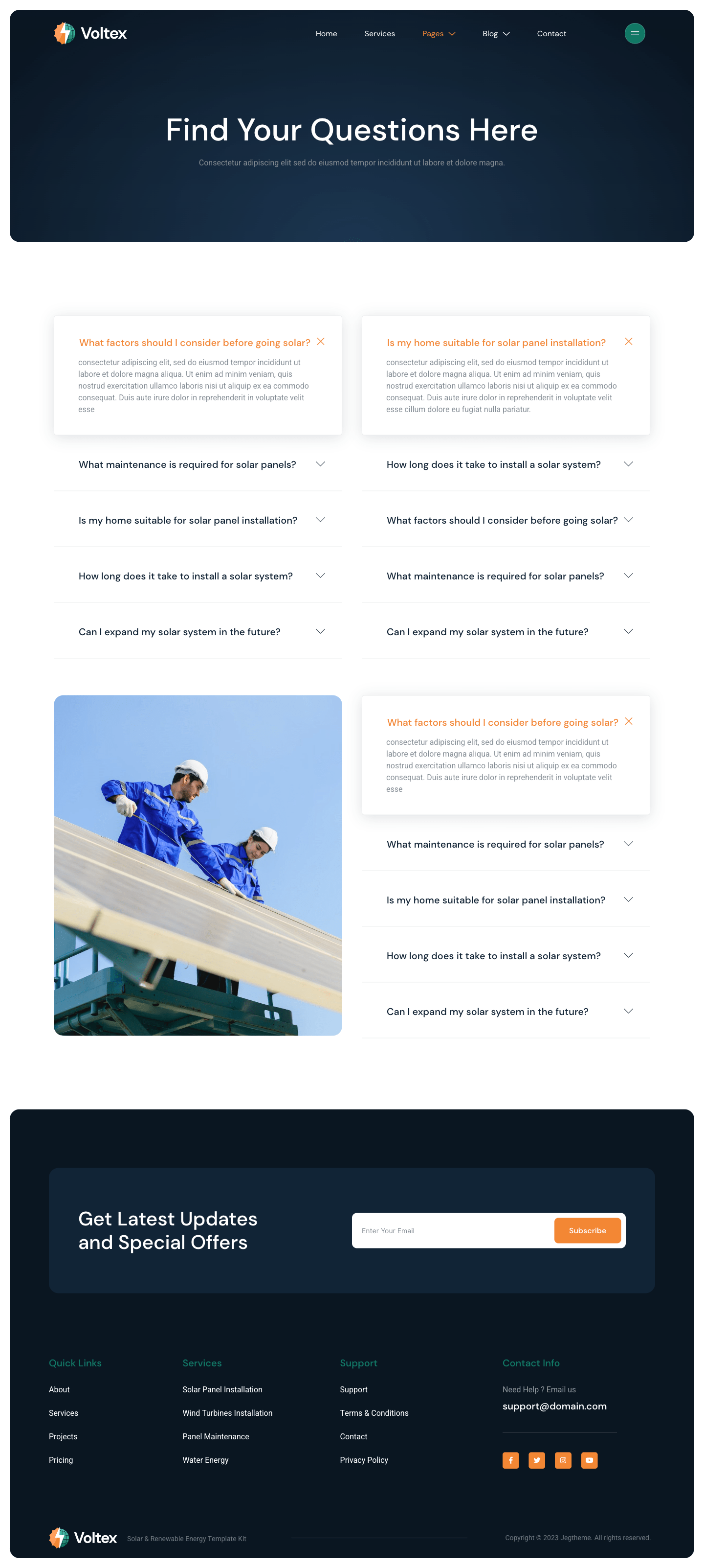 Voltex Solar Panels & Renewable Energy Company Elementor Template Kit