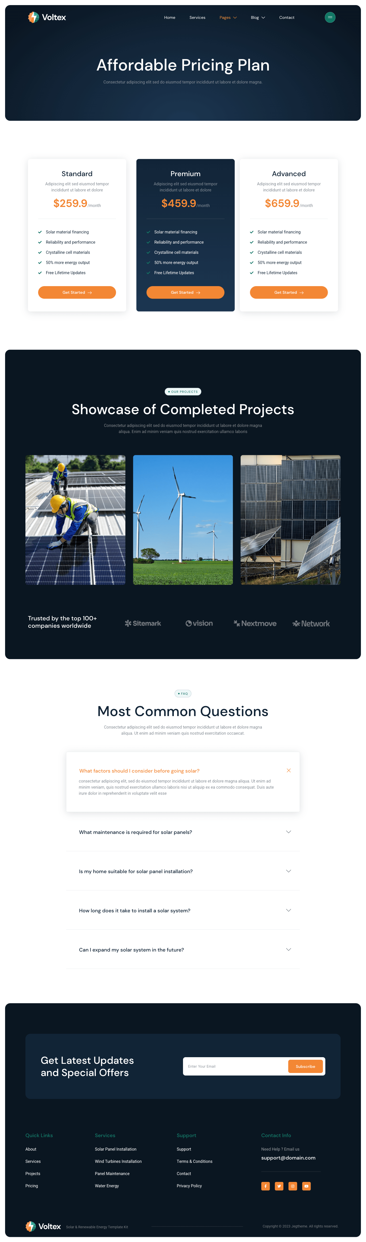 Voltex Solar Panels & Renewable Energy Company Elementor Template Kit