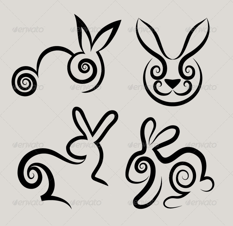 Rabbit Symbols Vector Set, Vectors GraphicRiver