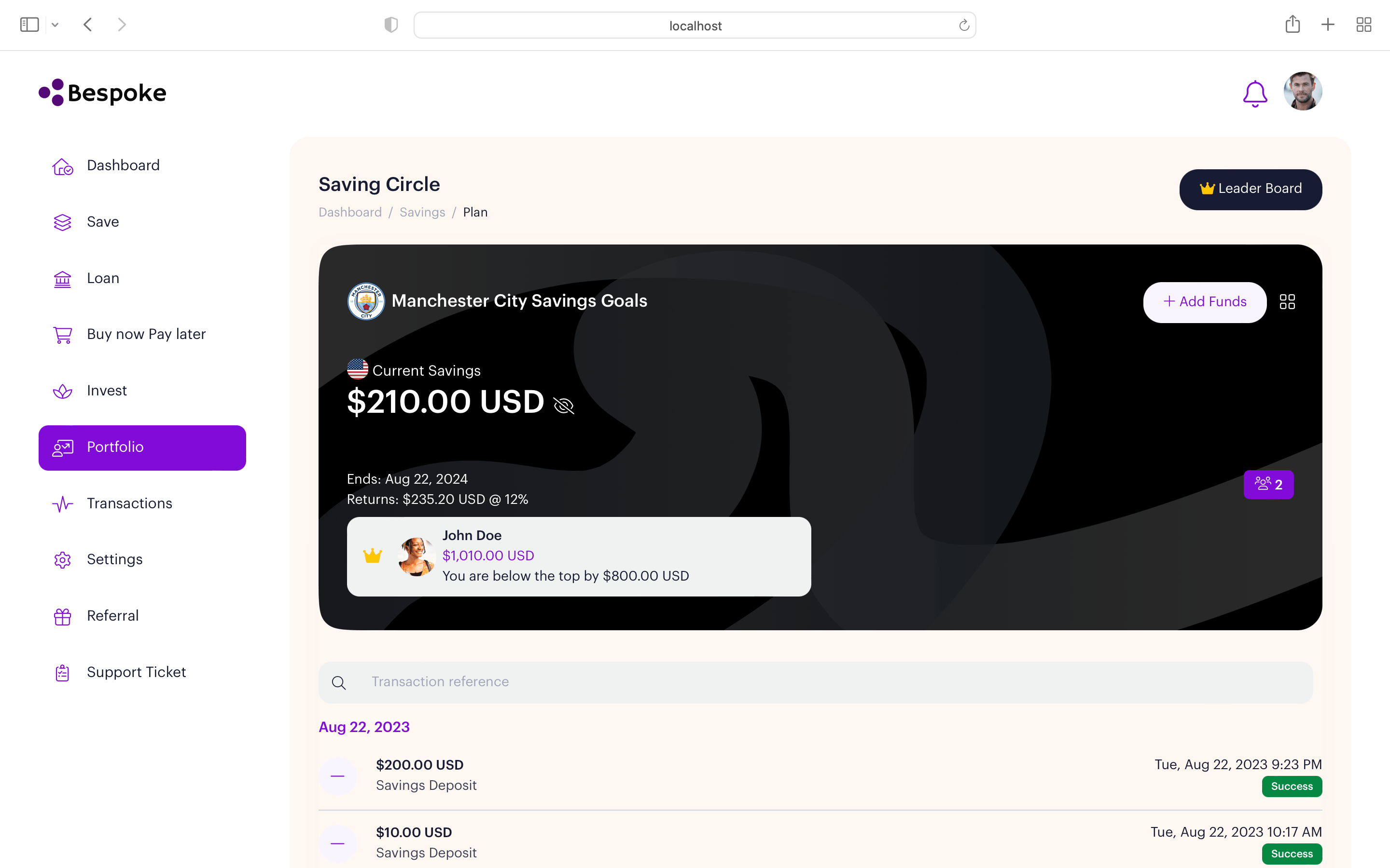 Bespoke Financial solution platform