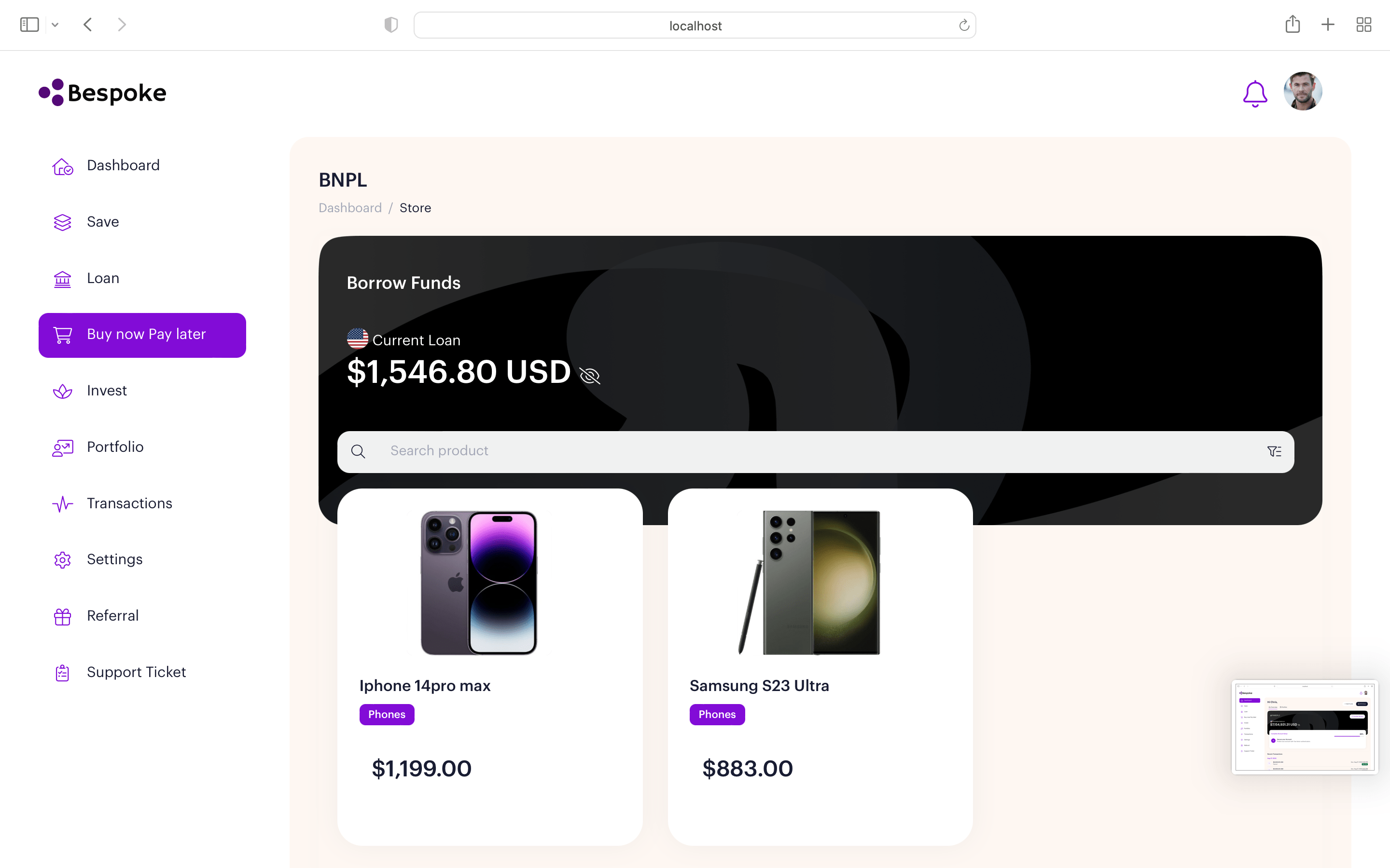 Bespoke Financial solution platform