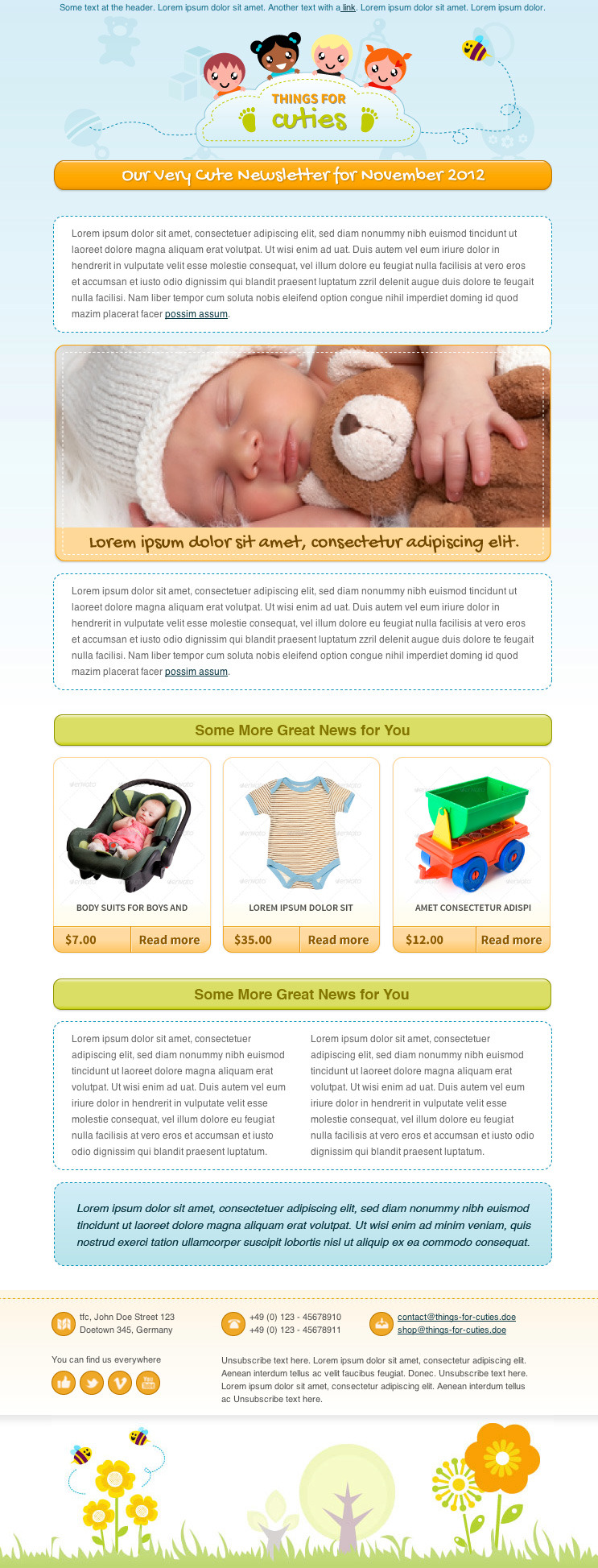 Things for Cuties Baby Kids Newsletter Template by MouseOnLeaf
