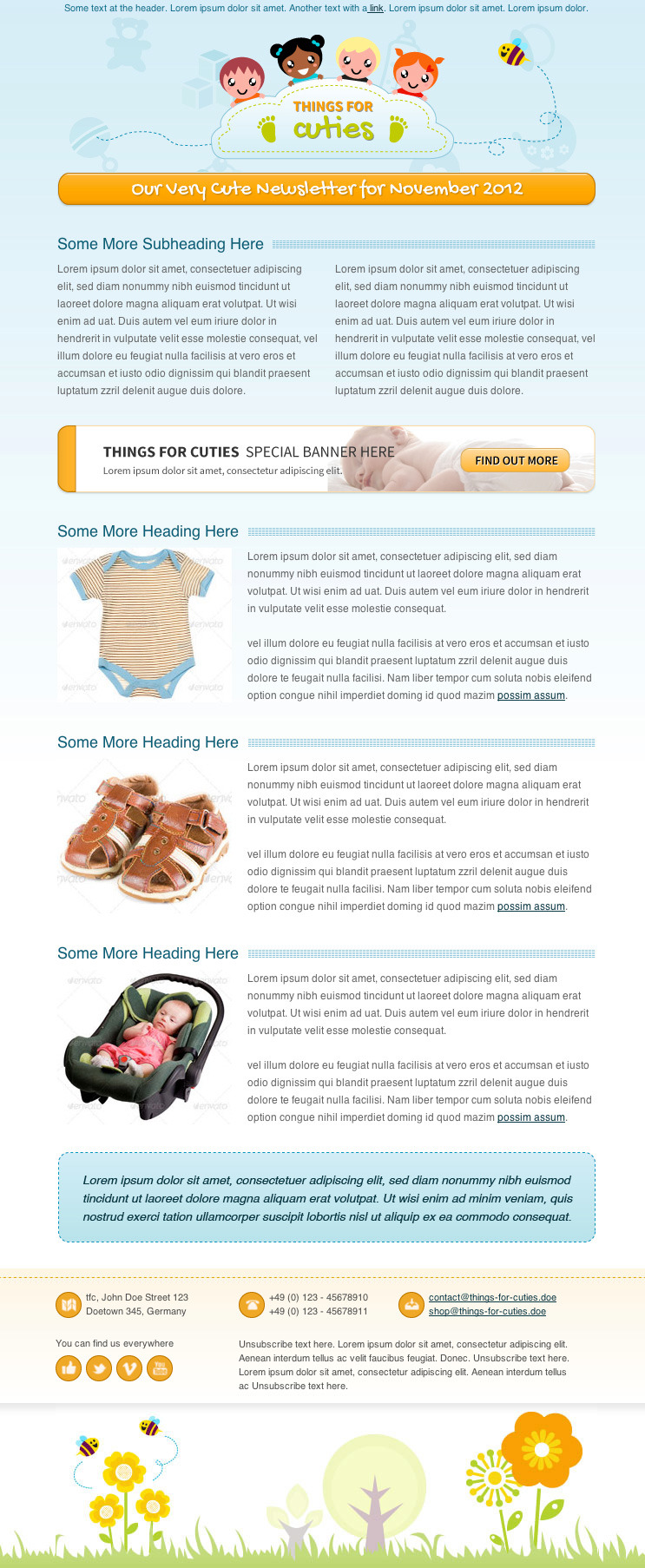 Things for Cuties Baby Kids Newsletter Template by MouseOnLeaf