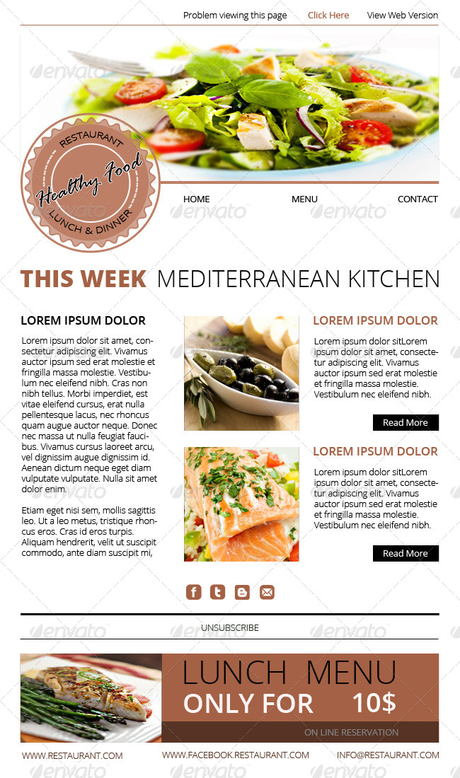 Healthy Food Newsletter,  Elements GraphicRiver