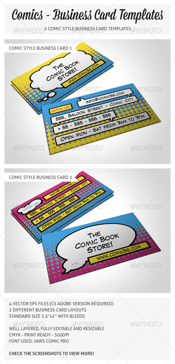Comic Book Store Business Card by freshinkstain GraphicRiver