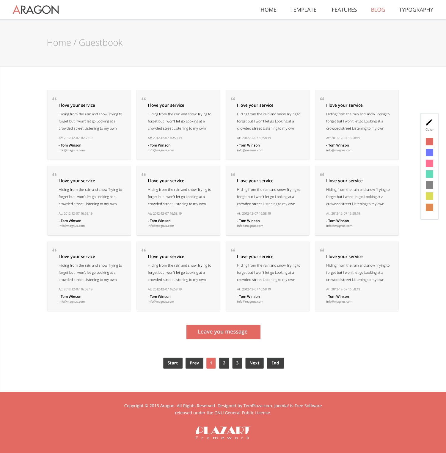 Aragon Parallax Responsive Joomla Template by templaza ThemeForest