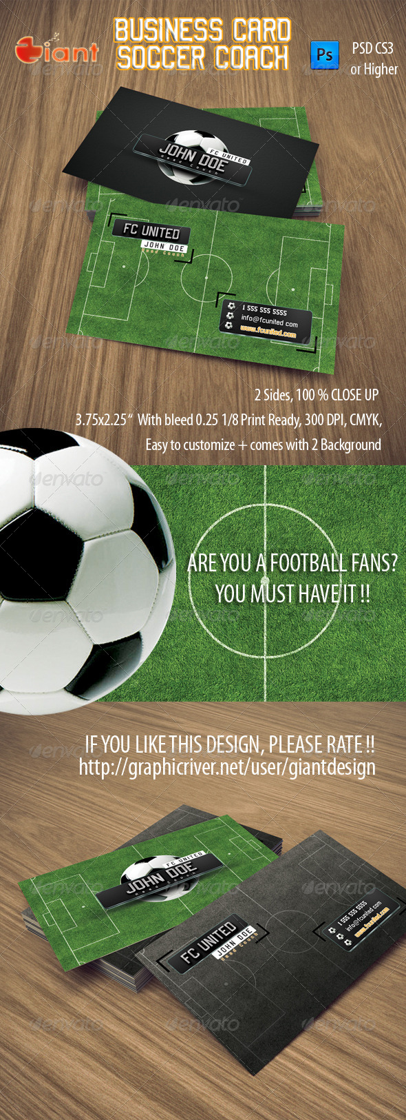 Business Card Soccer Coach by giantdesign GraphicRiver