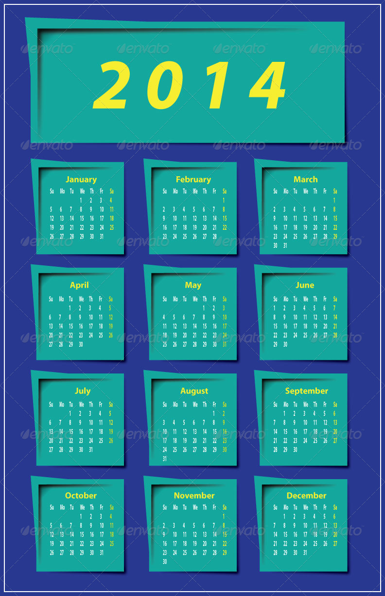 Exclusive Wall Calendar Template, Print Templates GraphicRiver