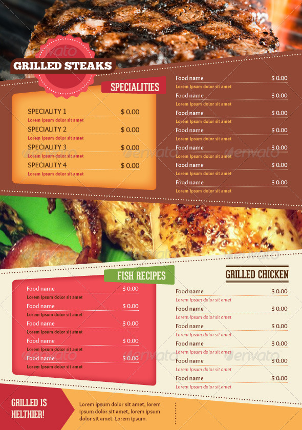 A4 Healthy Food Menu + Poster + Flyer + Cards by good_chemistry