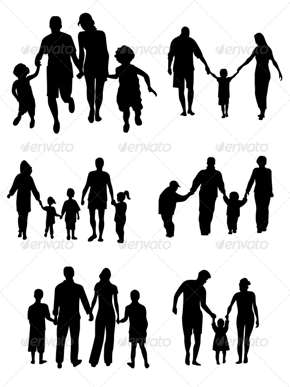 Family Silhouettes Vector by Sam2211 GraphicRiver