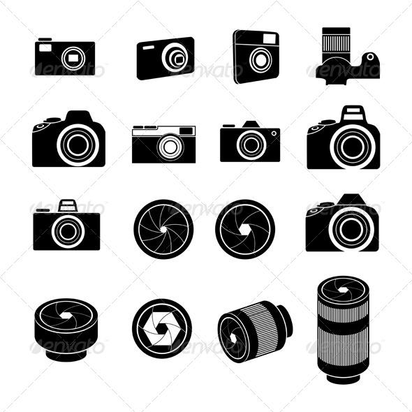 Camera Icons and Camera lens Icons by comzeal GraphicRiver