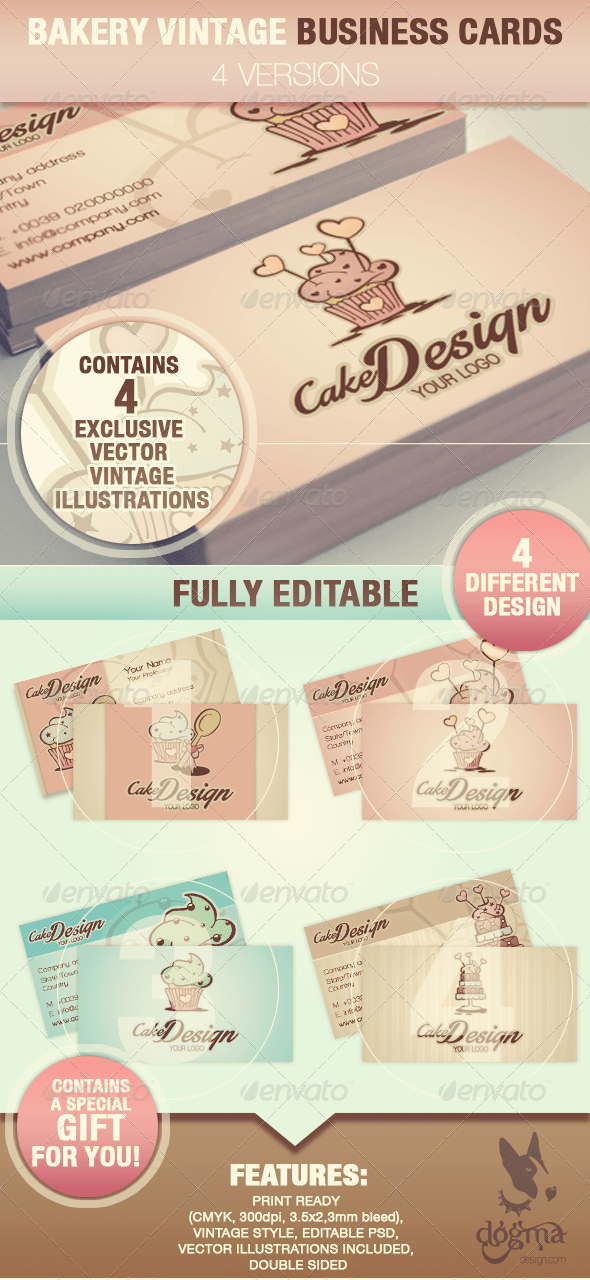 Cake Design Business Cards by DogmaDesign GraphicRiver