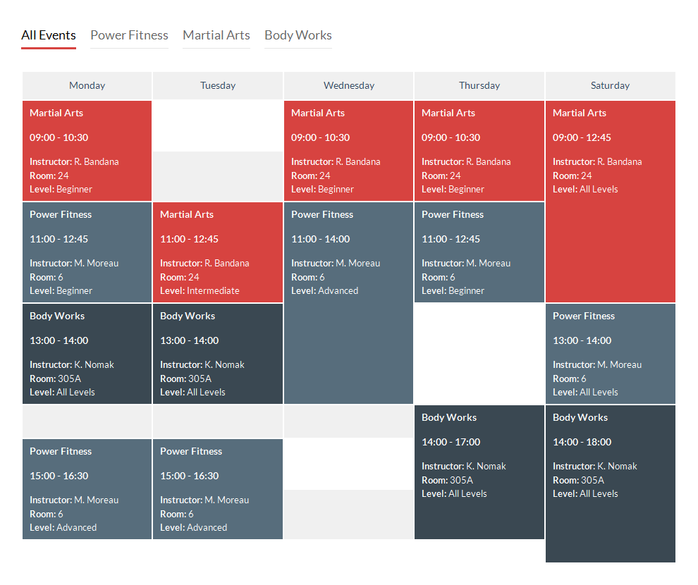 Timetable Responsive Schedule For WordPress by QuanticaLabs CodeCanyon