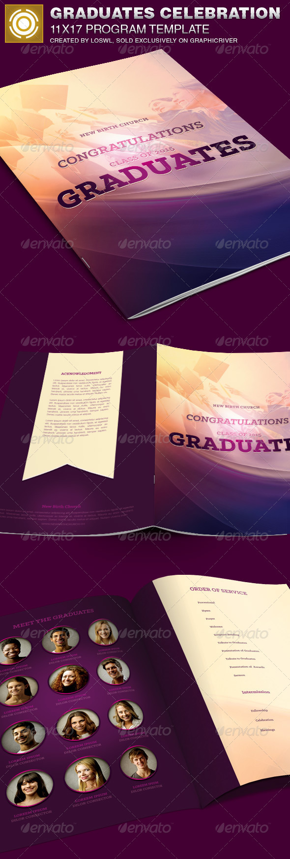 Graduates Celebration Church Program Template by loswl GraphicRiver
