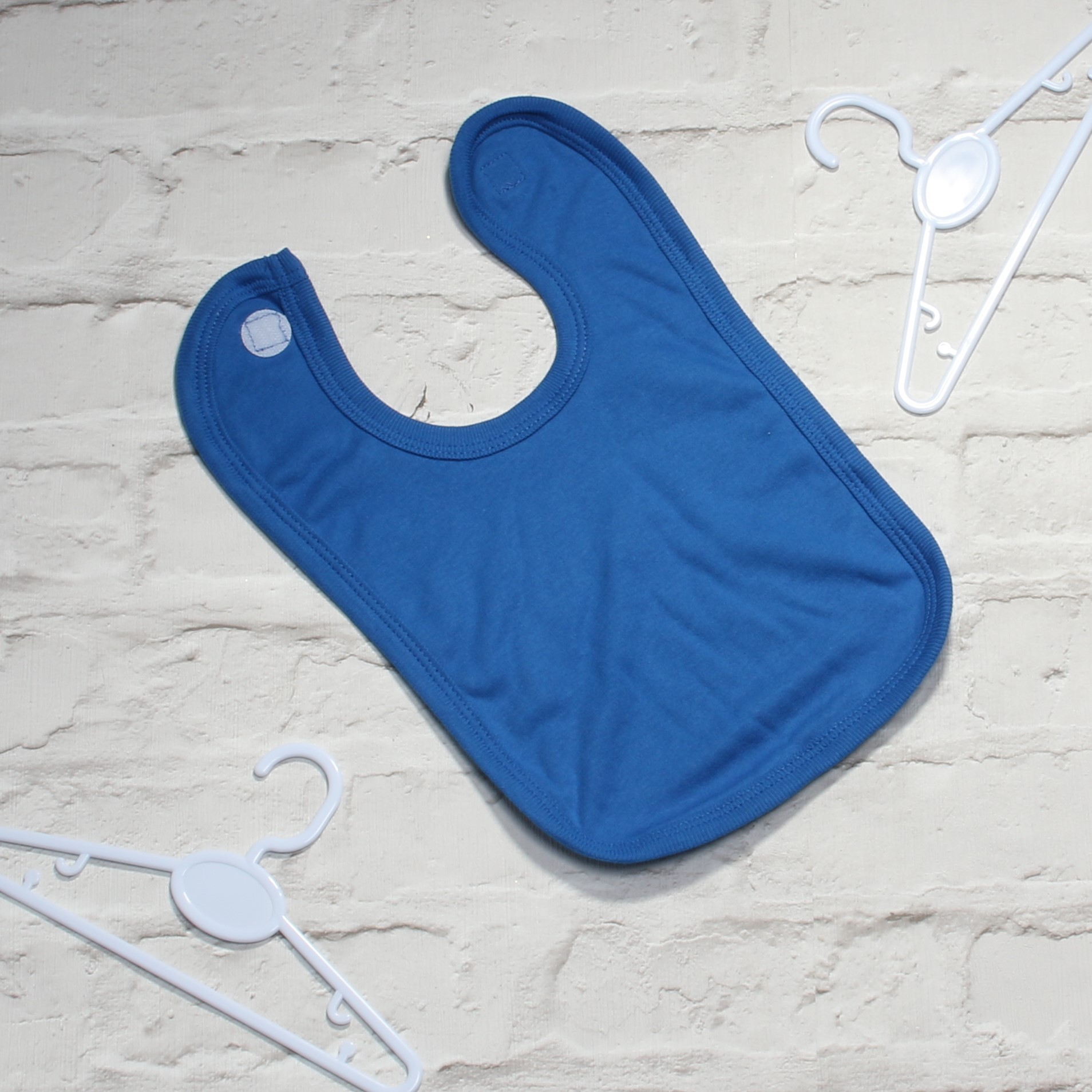 Baby Blanks Plain Royal Blue unbranded 100 cotton velcro bib Angel Wholesale