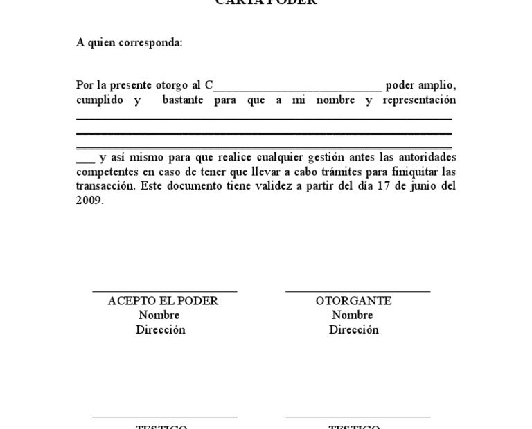Carta poder para telmex Actualizado enero 2022