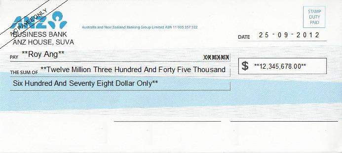 Cheque Writing/ Printing Software for Fiji Banks