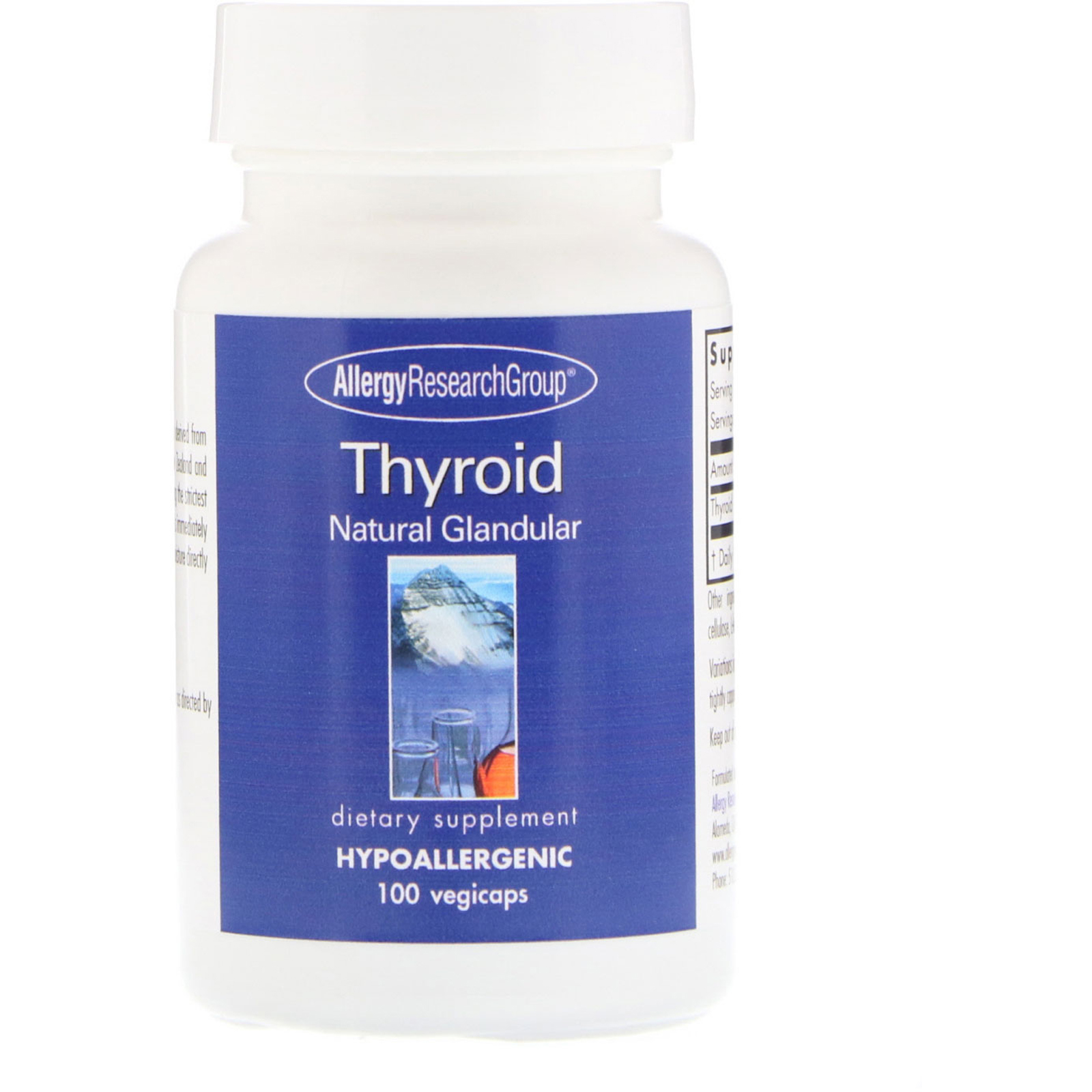 Allergy Research Group, Thyroid, Natural Glandular, 100 Vegetarian