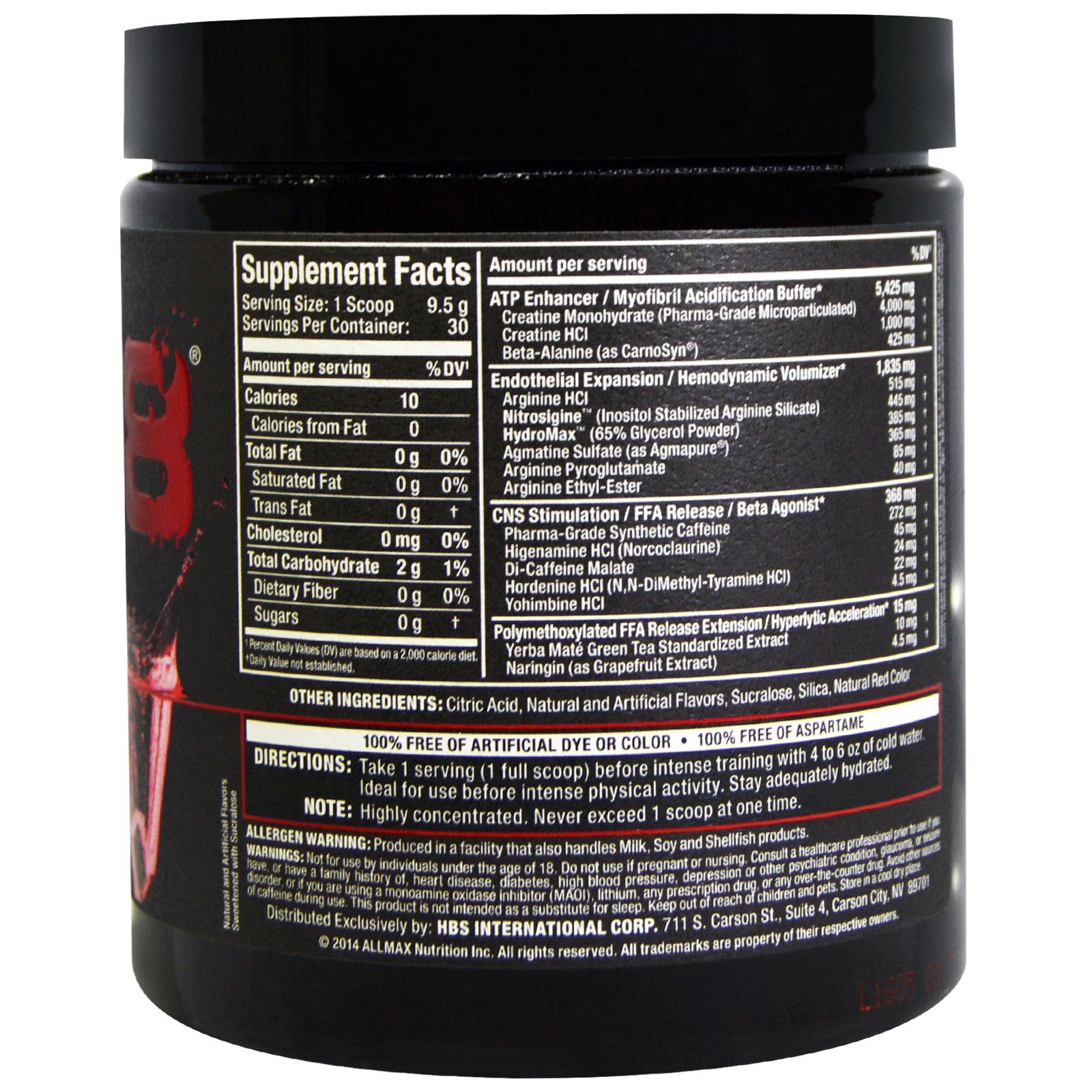 ALLMAX Nutrition, Razor 8, PreWorkout Energy Drink with Yohimbine, Extreme Berry, 10.01 oz (285