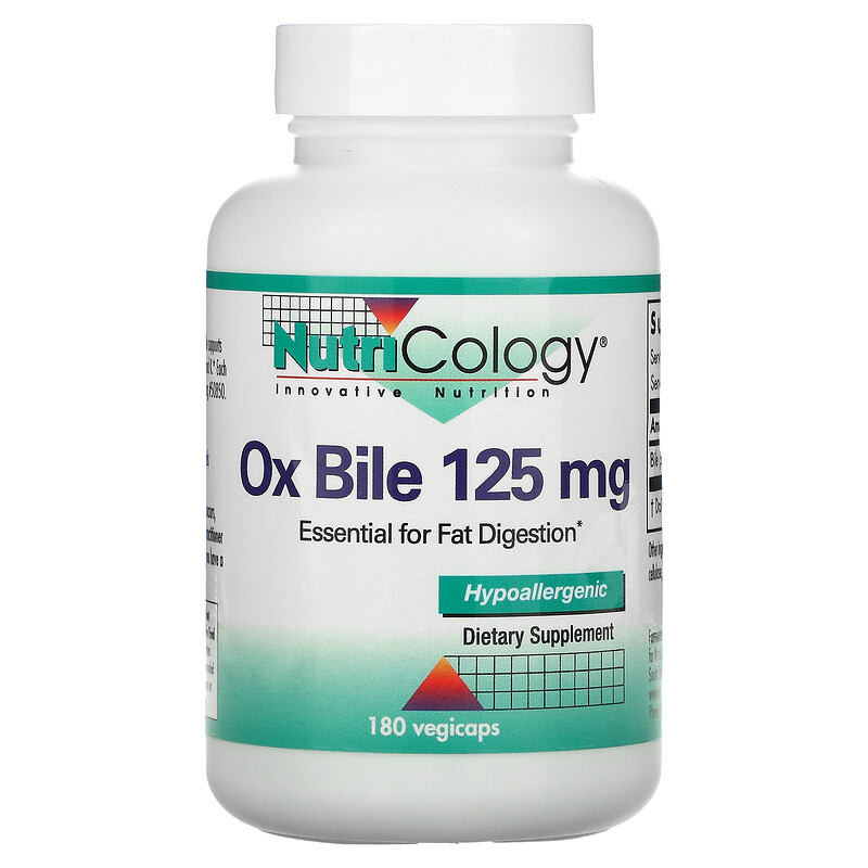 Nutricology, Bilis de buey, 125 mg, 180 cápsulas vegetales iHerb