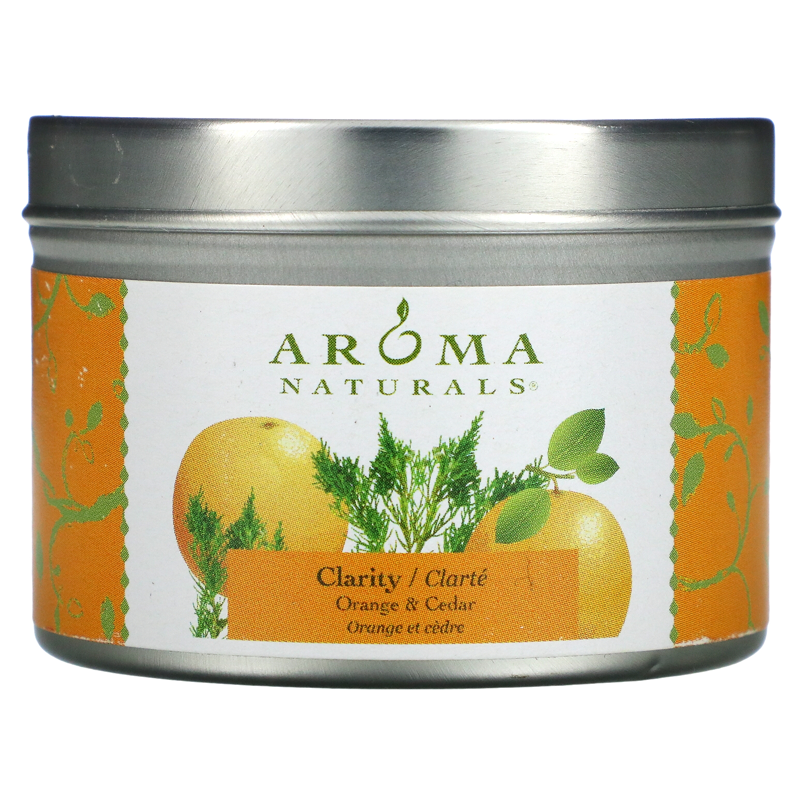 Aroma Naturals, Soy VegePure, Travel Tin Candle, Clarity, Orange