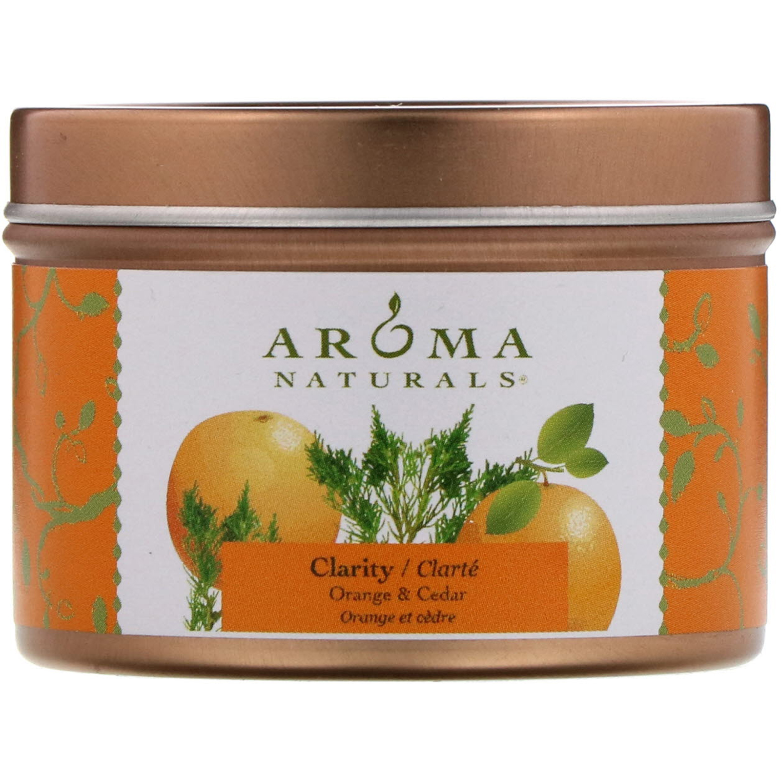 Aroma Naturals, Soy VegePure, Clarity, Travel Candle, Orange & Cedar, 2